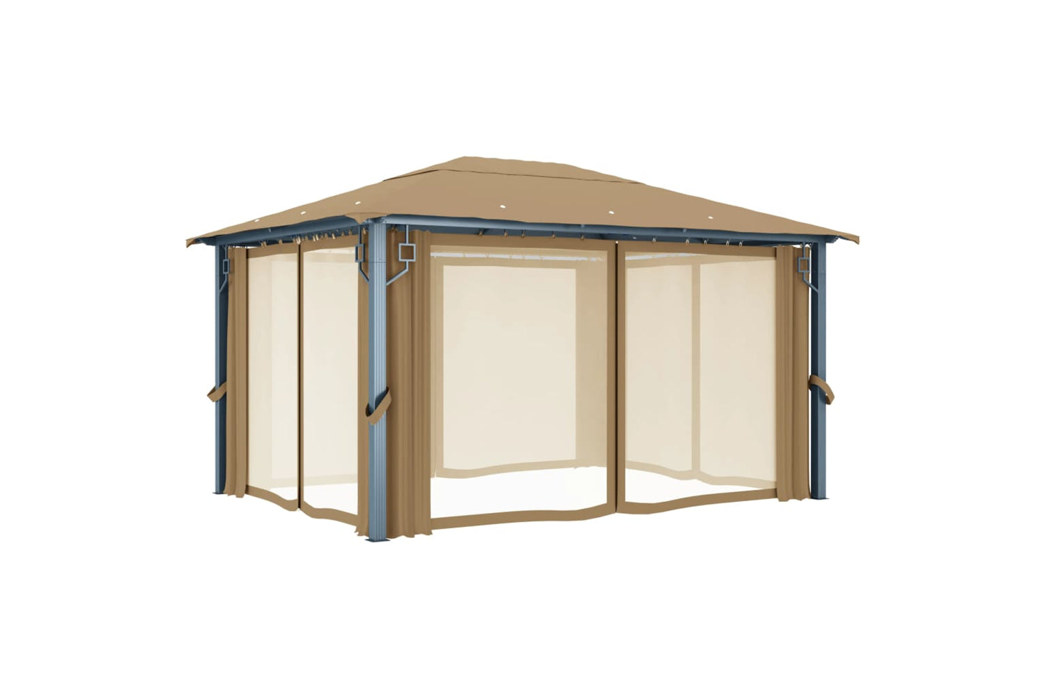 vidaXL 313894 Gazebo With Curtain 400x300cm Taupe Aluminium-4