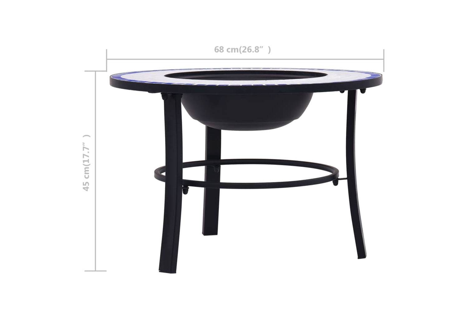 Vidaxl 46720 Vidaxl Mosaic Fire Pit Blue And White 68cm Ceramic-9