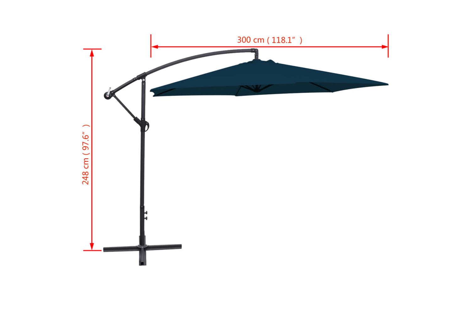 Vidaxl 42201 Cantilever Umbrella 3 M Blue-8