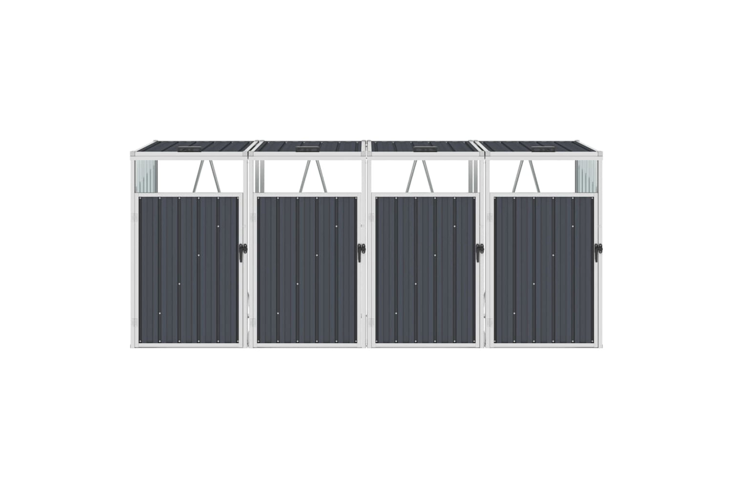vidaXL Quadruple Garbage Bin Shed Anthracite 286x81x121cm Steel-2