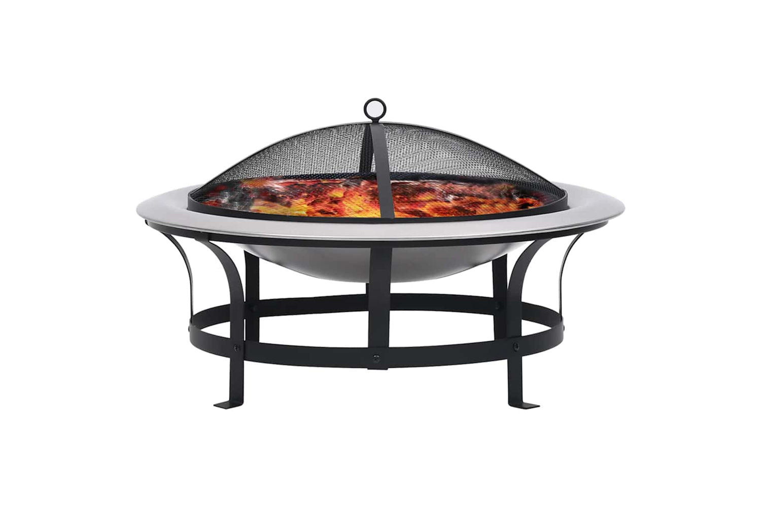 Vidaxl Outdoor Fire Pit With Grill Stainless Steel 76 Cm-2