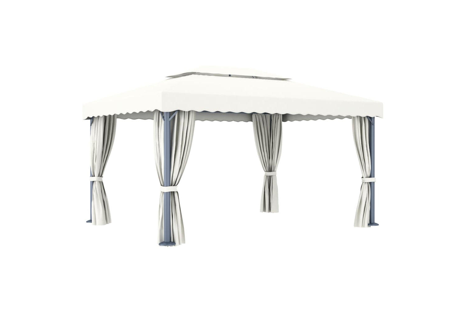 Vidaxl 3053375 Gazebo With Curtain 4x3 M Cream White Aluminium-5