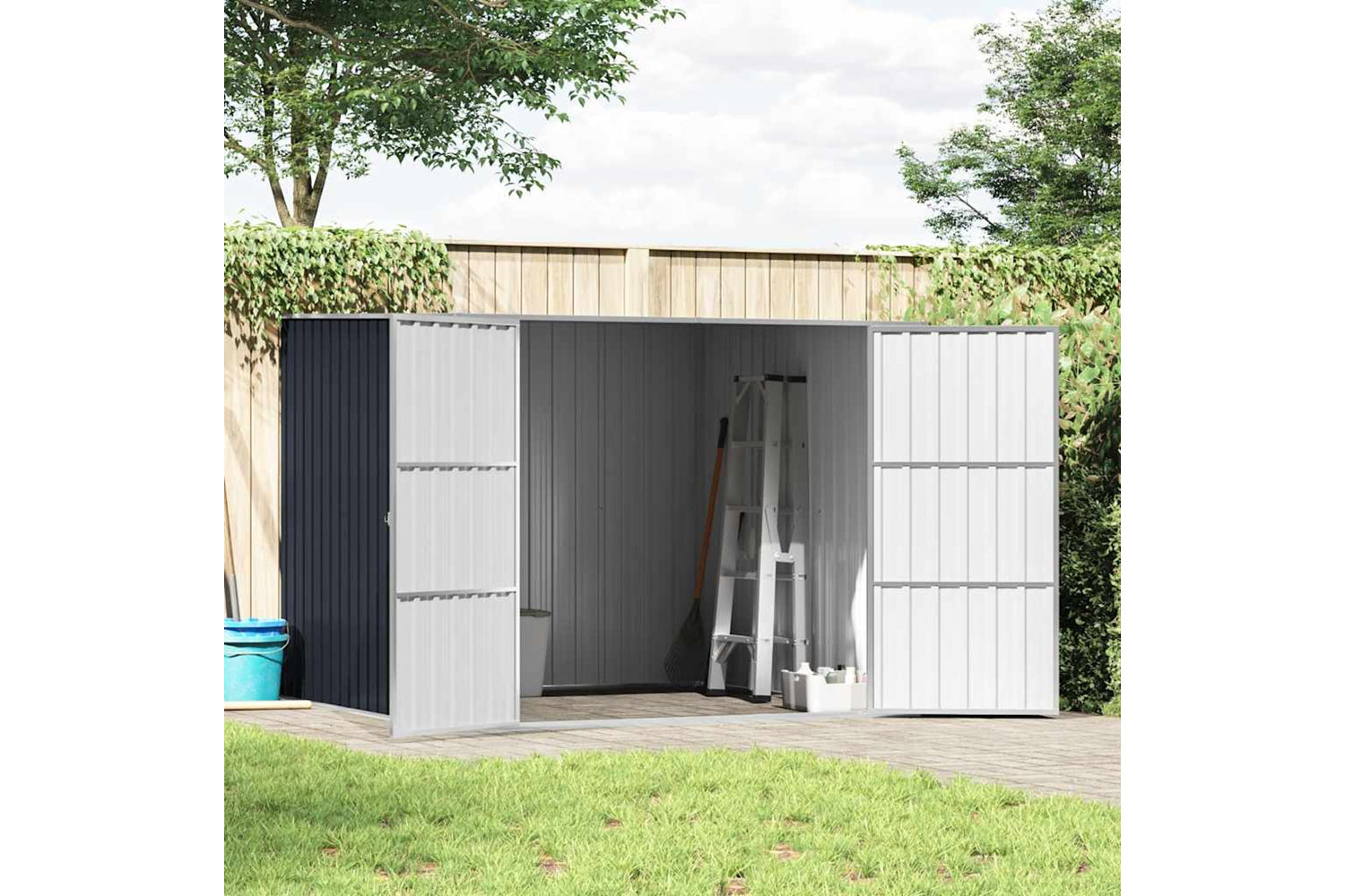 vidaXL 46255 Garden Shed Anthracite 195x198x159cm Galvanised Steel-2