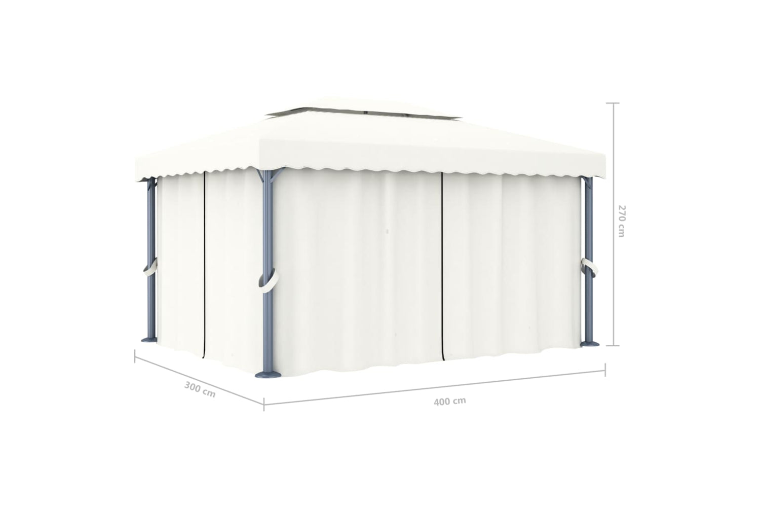 Vidaxl 3053375 Gazebo With Curtain 4x3 M Cream White Aluminium-7