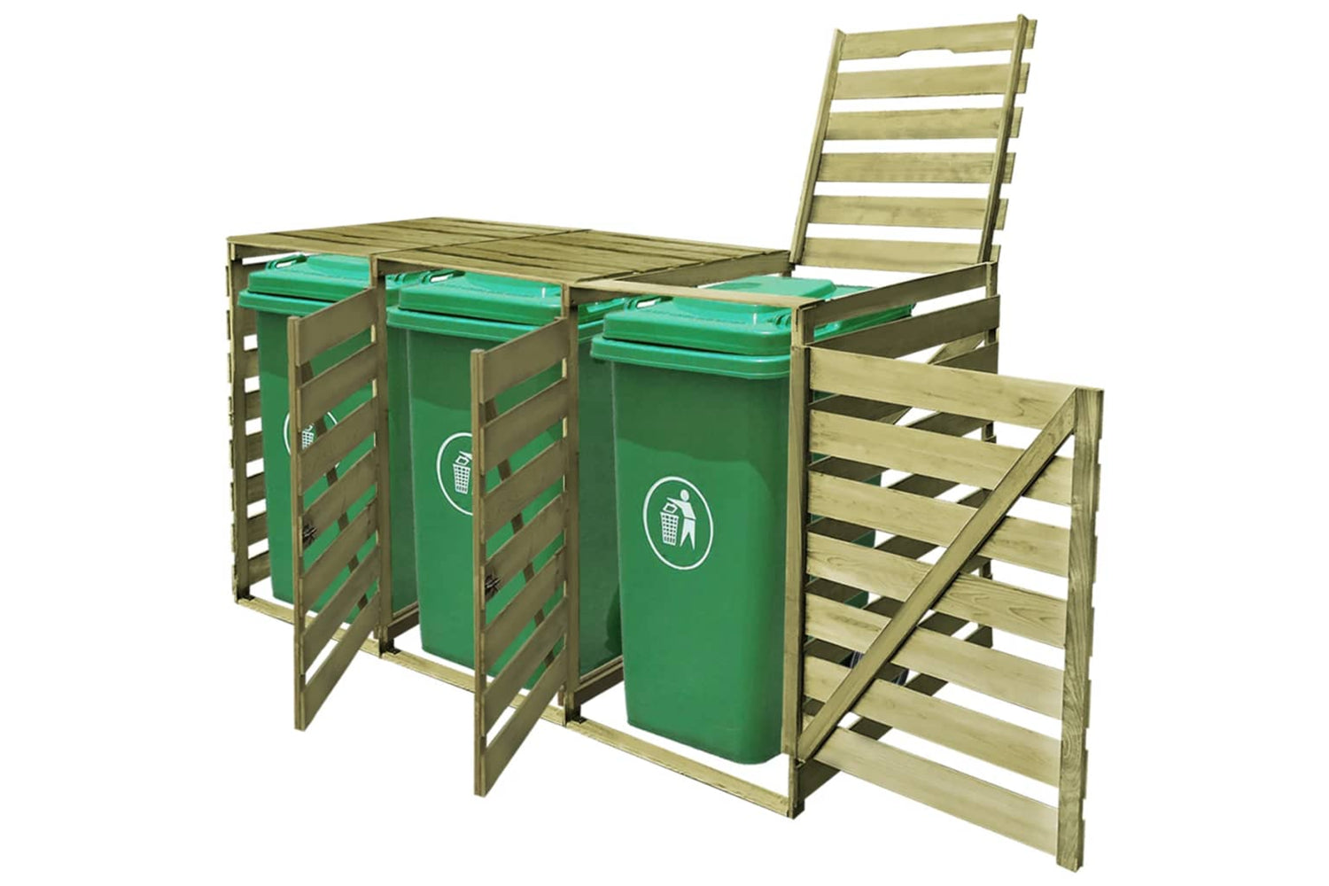 Vidaxl 42271 Triple Wheelie Bin Shed 240 L Impregnated Wood-2