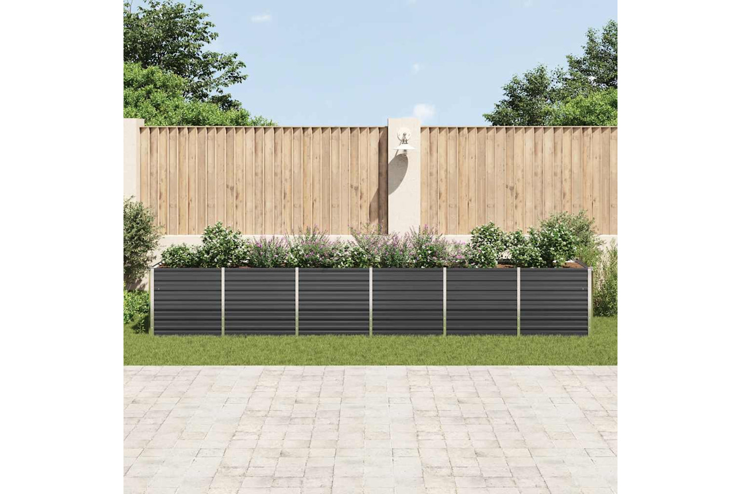 vidaXL 47071 Garden Raised Bed Galvanised Steel 480x80x77cm Anthracite-2