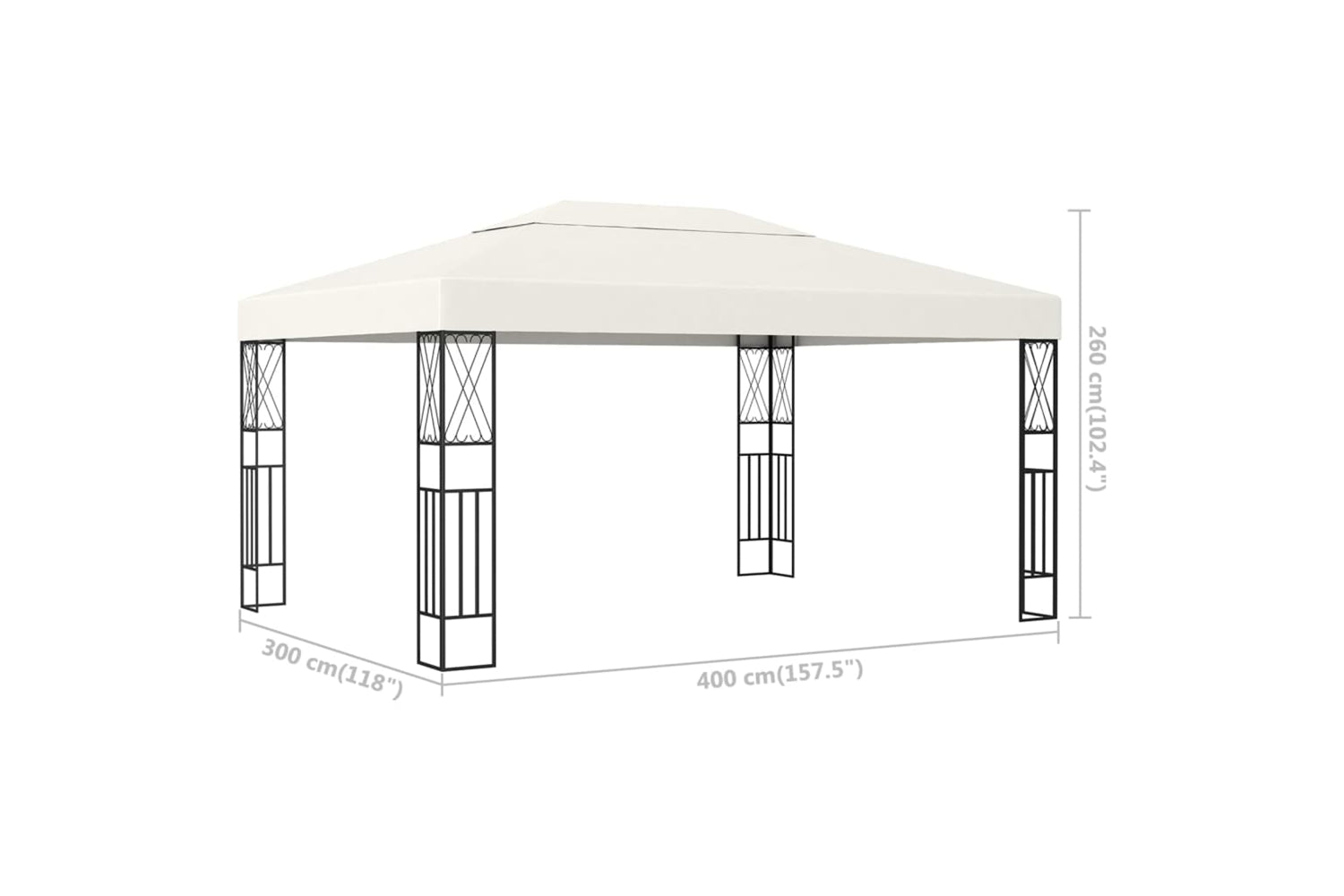 Vidaxl 48007 Gazebo 3x4 M Cream Fabric-6