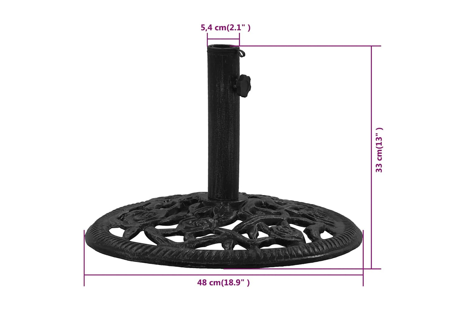 vidaXL 317749 Umbrella Base Black 48x48x33cm Cast Iron-8
