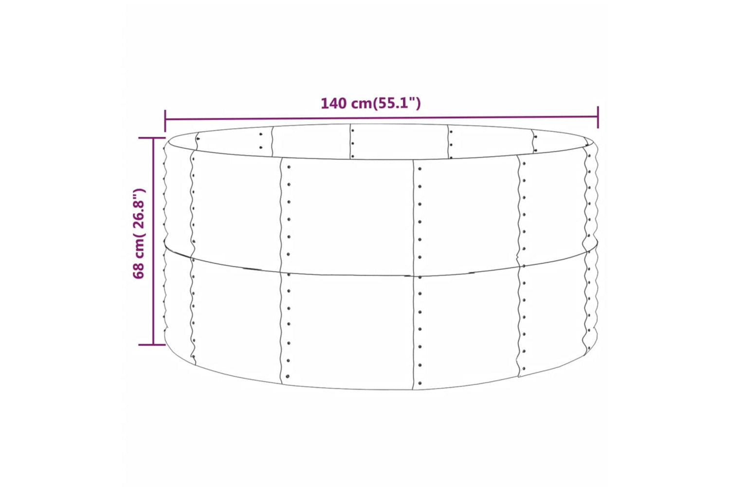 vidaXL 319089 Garden Raised Bed Grey 140x140x68cm Powder-coated Steel-3