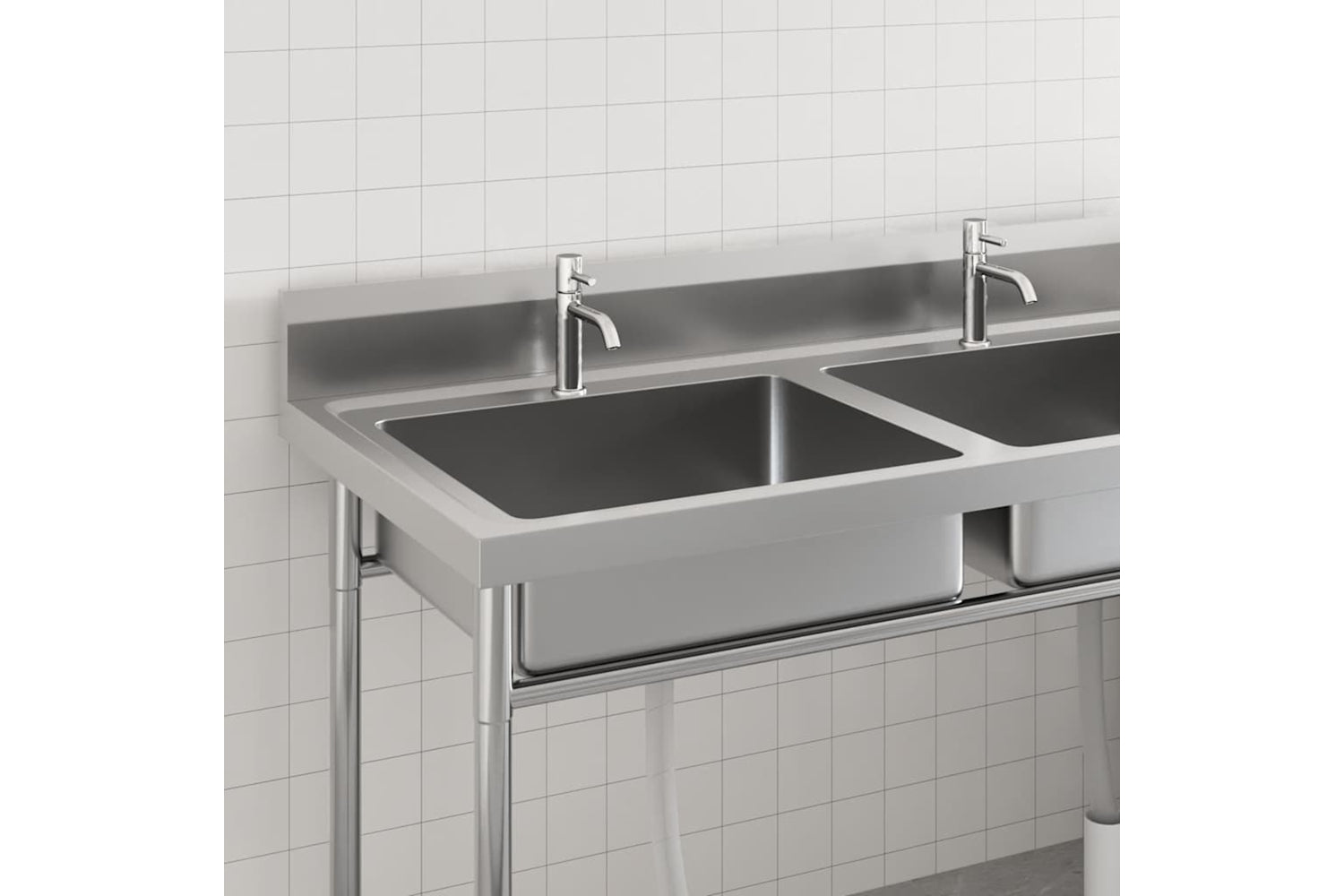 Vidaxl 144291 Kitchen Sink Double Basin Stainless Steel-2