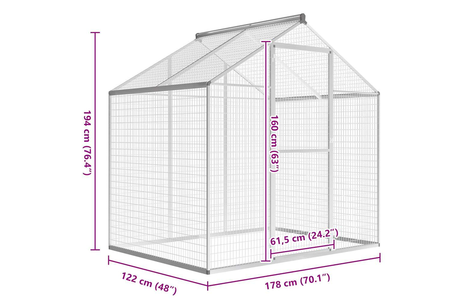 Vidaxl Outdoor Aviary Aluminium 178x122x194 Cm-5