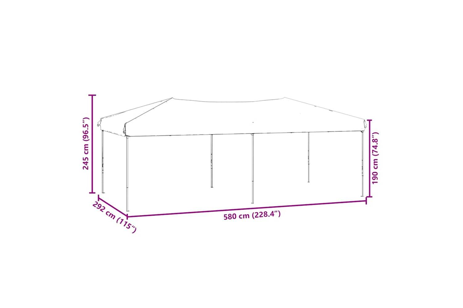 Vidaxl 93545 Folding Party Tent With Sidewalls White 3x6 M-8