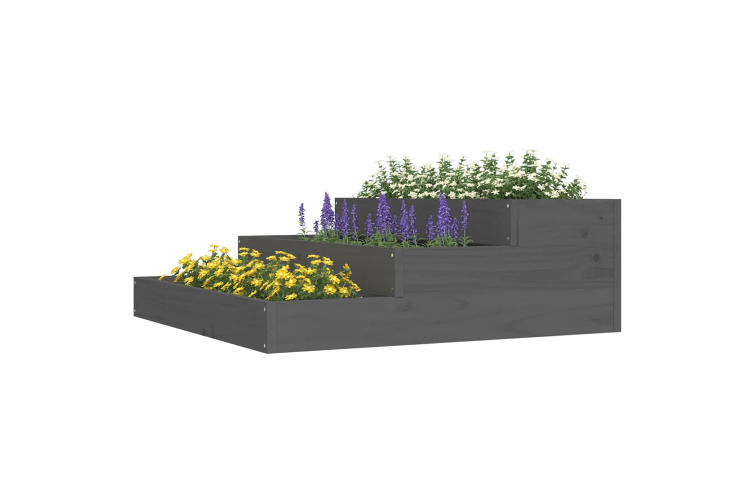 vidaXL 823908 Planter Grey 78x78x27cm Solid Wood Pine-2