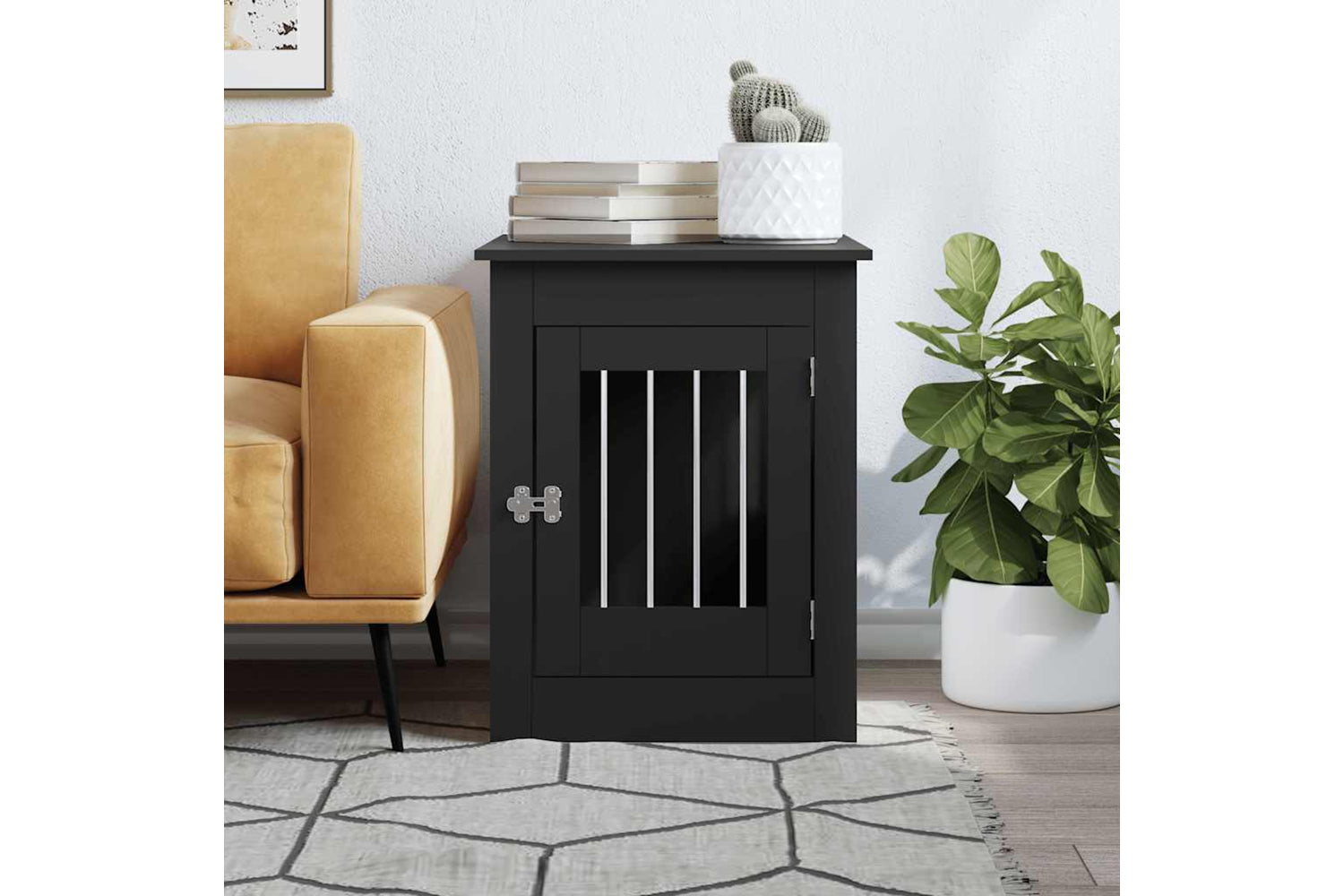 vidaXL 838324 Dog Crate Furniture Black 55x80x68cm Engineered Wood-2