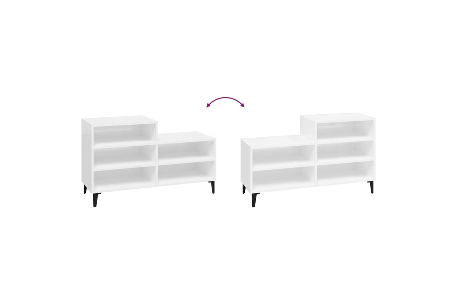 vidaXL 819734 Shoe Cabinet High Gloss White 102x36x60cm Engineered Wood-4