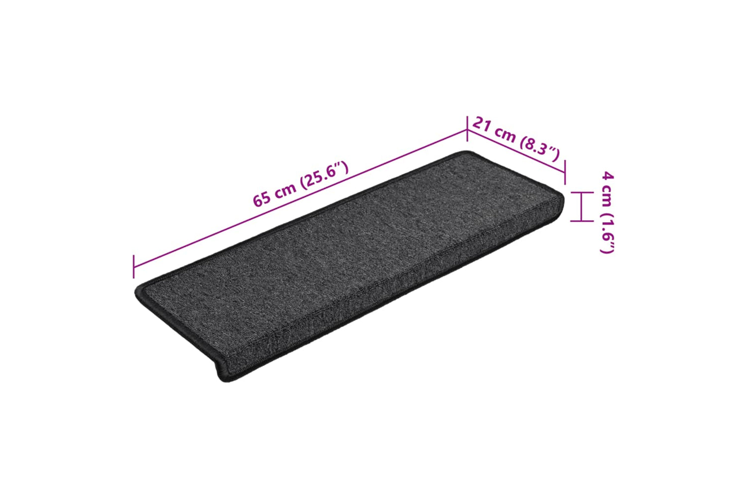vidaXL Carpet Stair Treads 15 Pcs 65x21x4cm Anthracite-7