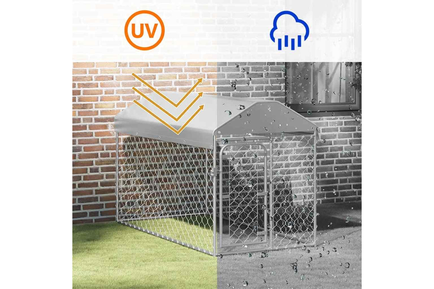Vidaxl Outdoor Dog Kennel With Roof 200x100x125 Cm-3