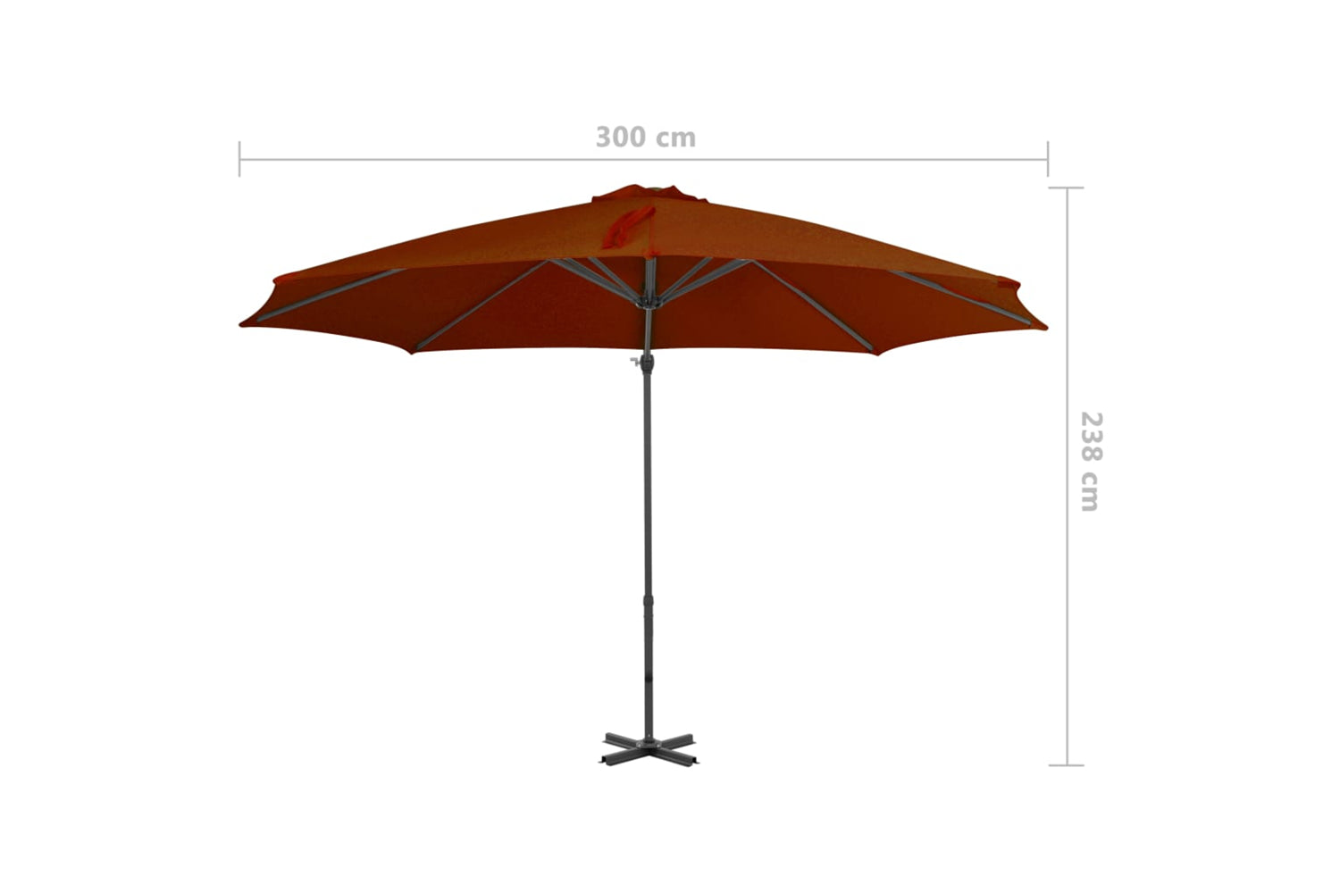 vidaXL 312307 Cantilever Umbrella With Aluminium Pole Terracotta 300cm-8
