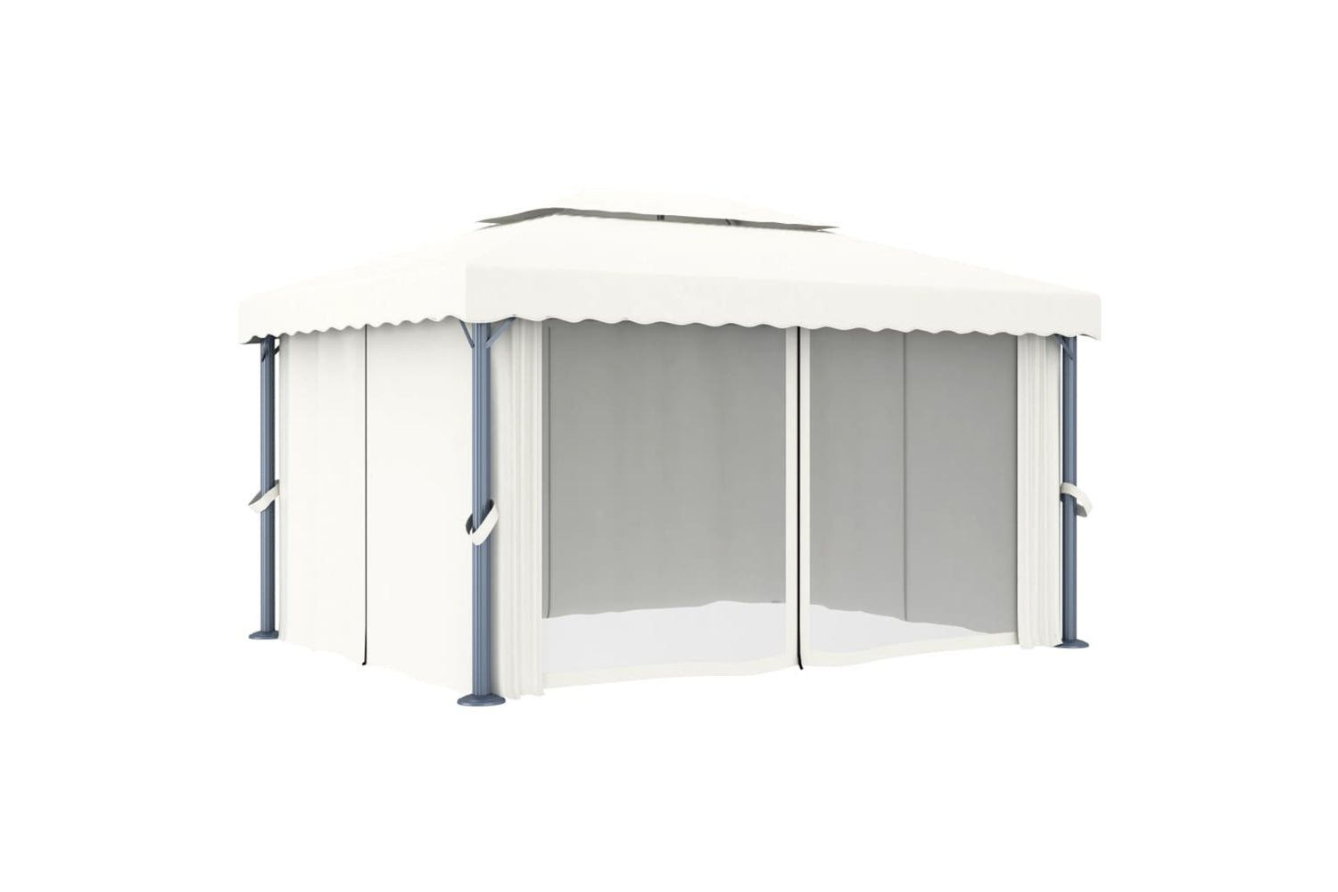 Vidaxl 3053375 Gazebo With Curtain 4x3 M Cream White Aluminium-3