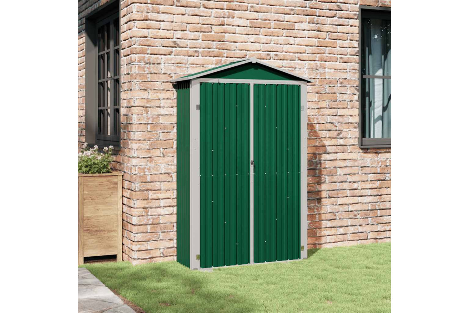 vidaXL 46301 Garden Shed Green 107.5x46x183cm Galvanised Steel-2