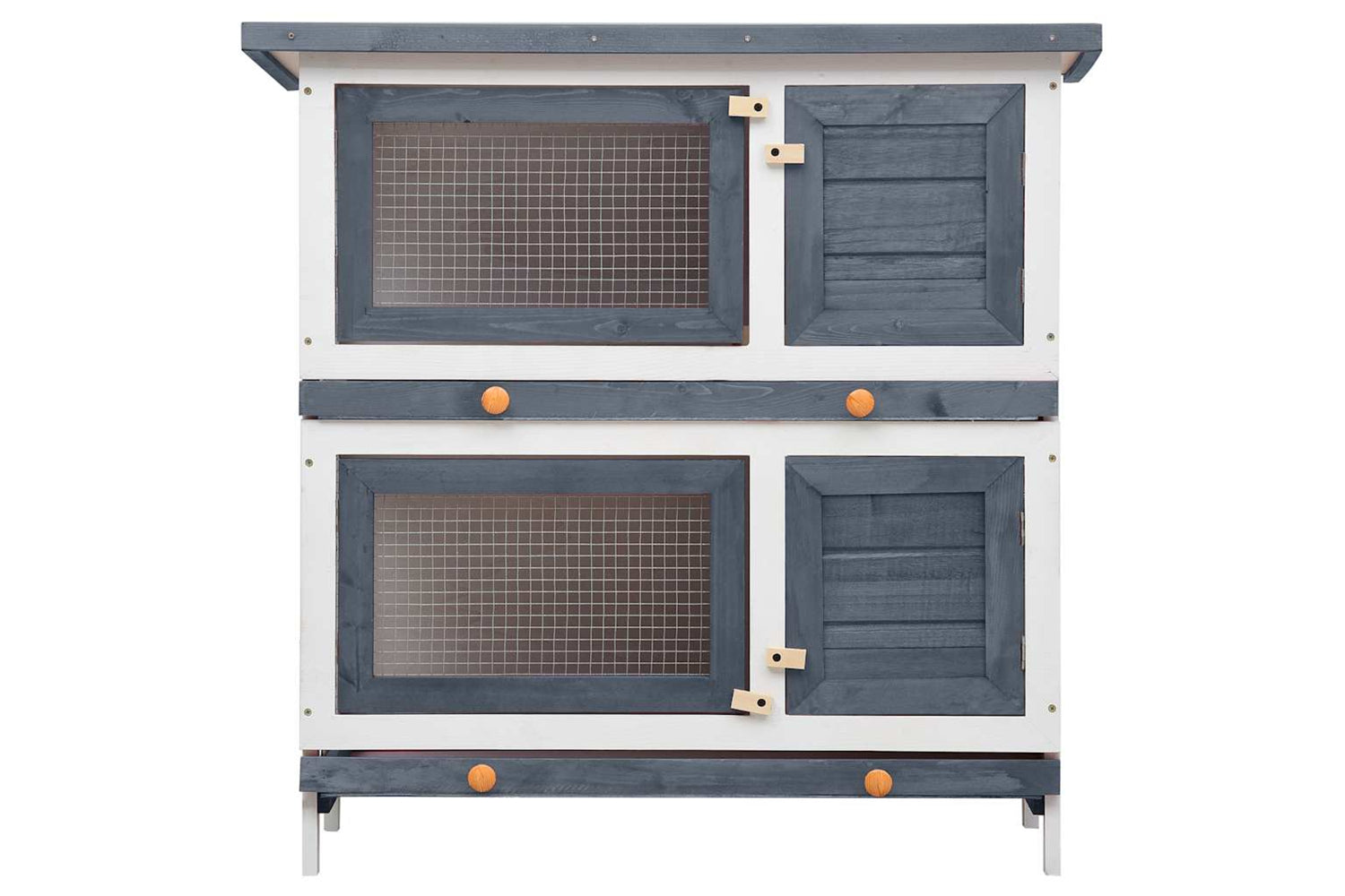 Vidaxl 170834 Outdoor Rabbit Hutch 4 Doors Grey Wood-3