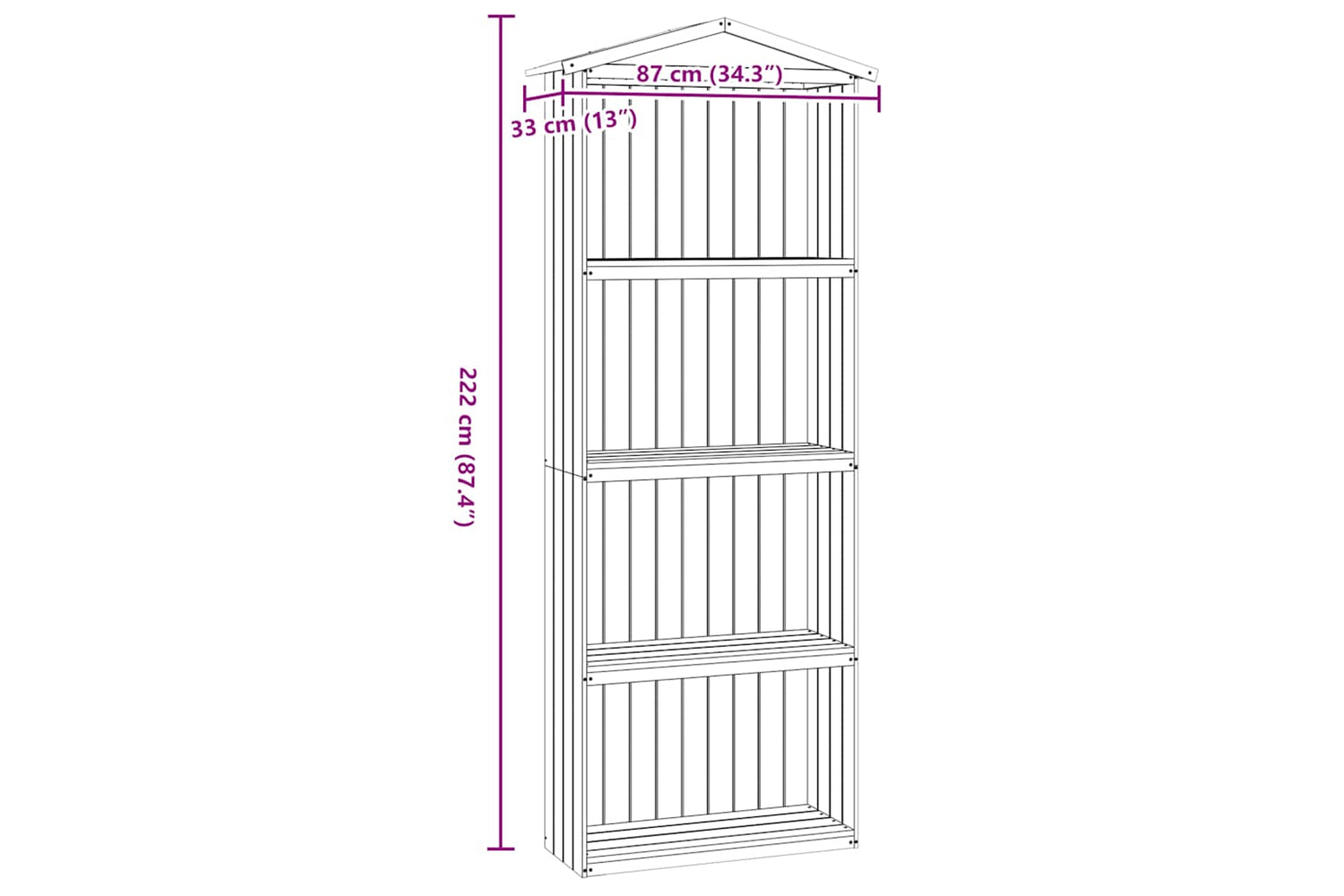 vidaXL Garden Tool Shed 87x33x222cm Impregnated Pinewood-7