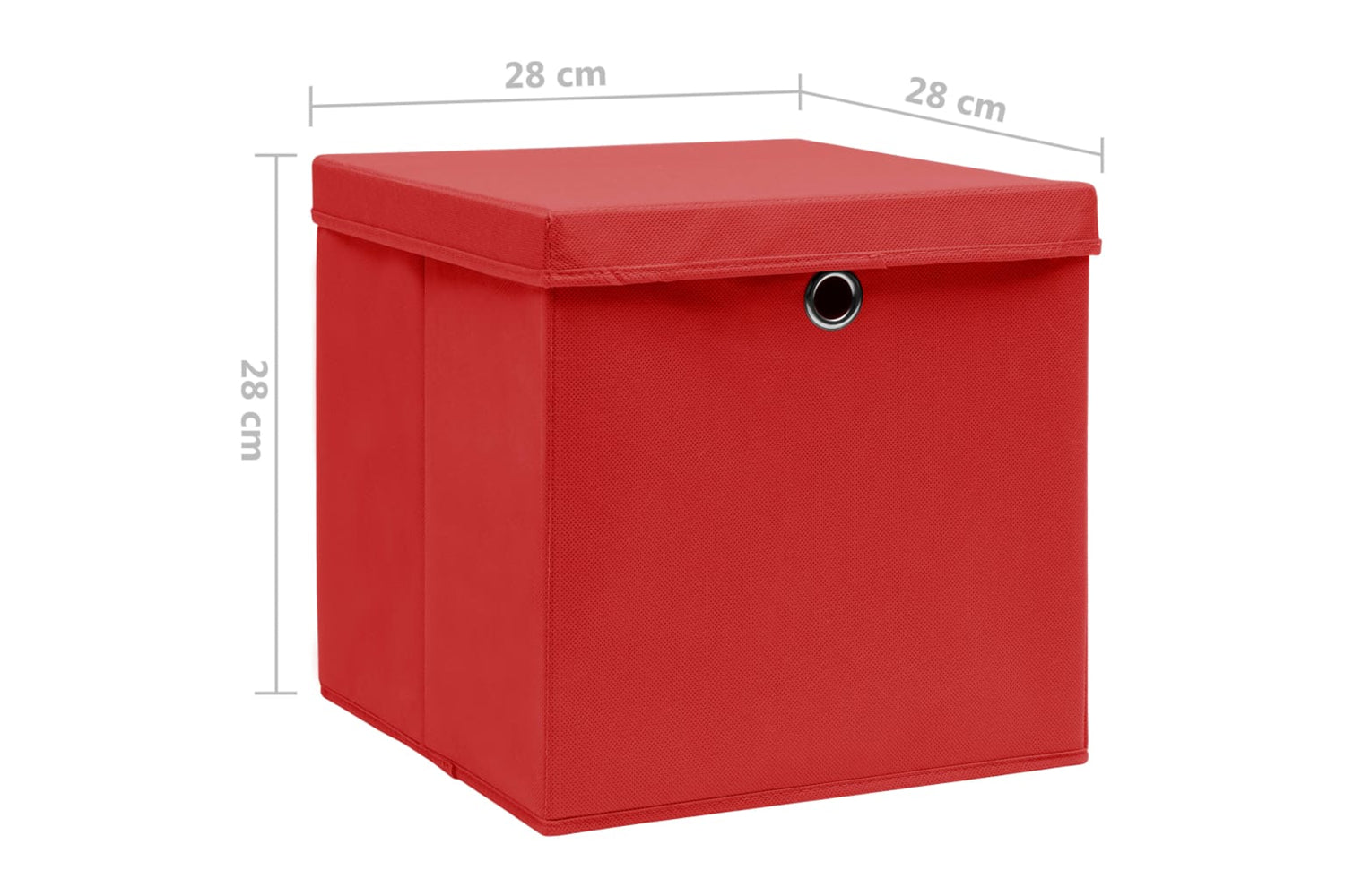 vidaXL 325222 Storage Boxes With Covers 10 Pcs 28x28x28cm Red-7