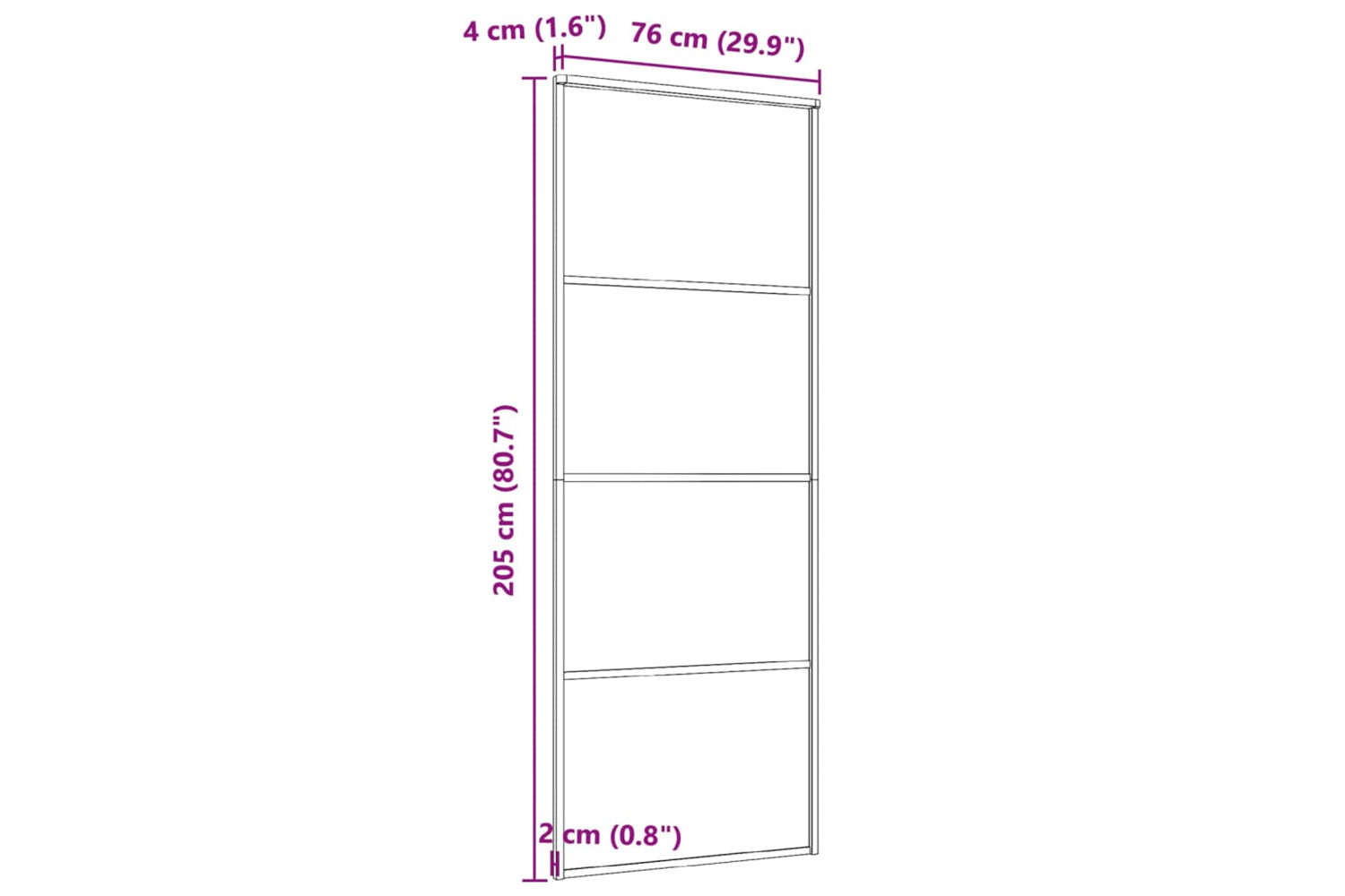 Vidaxl Sliding Door Aluminium And Esg Glass 76x205 Cm Black-4