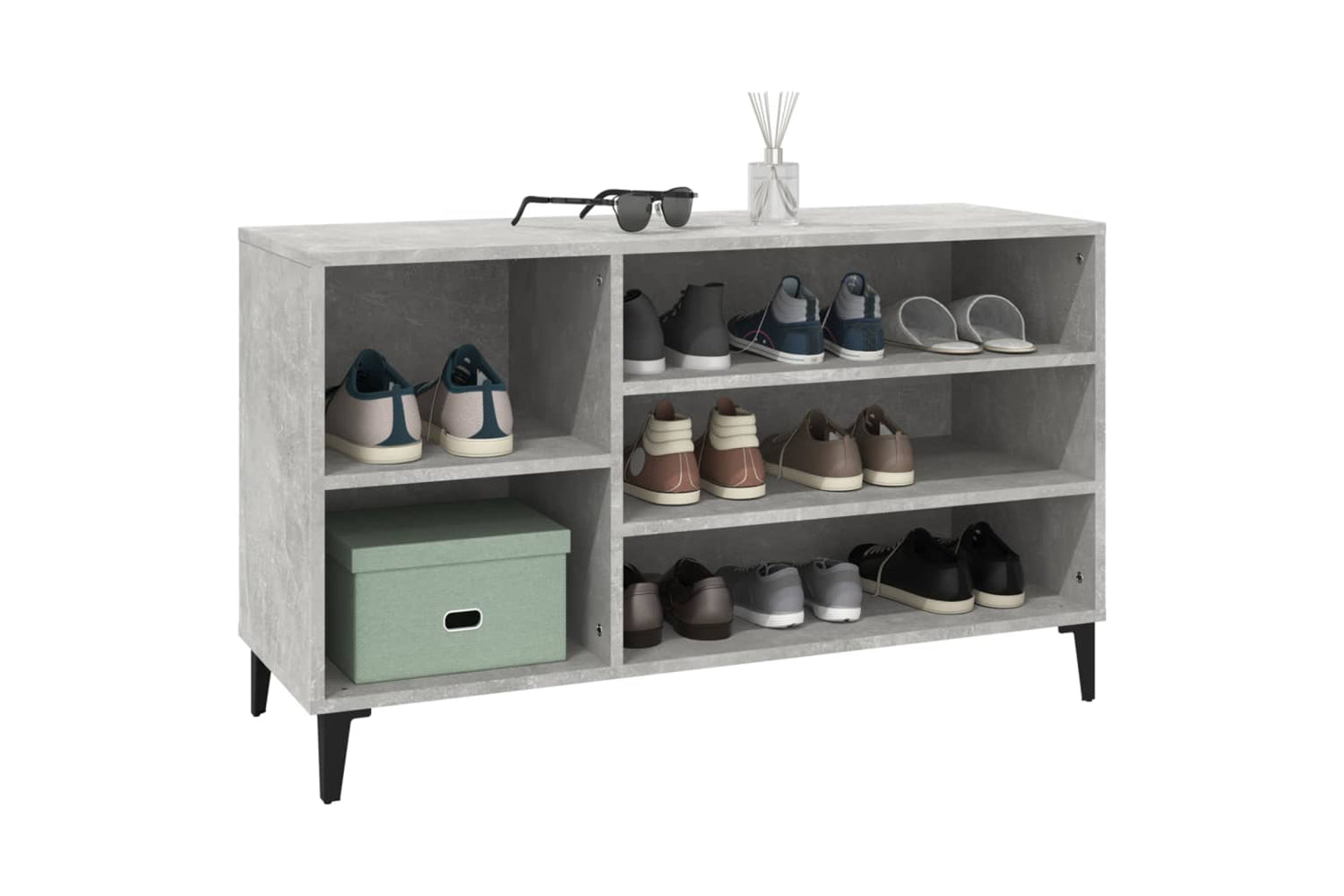 vidaXL 819752 Shoe Cabinet Concrete Grey 102x36x60cm Engineered Wood-4