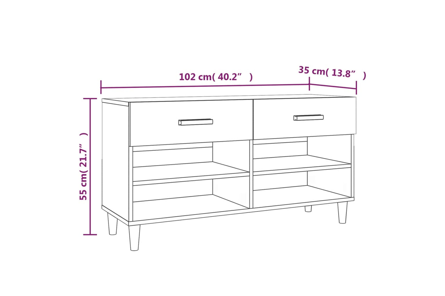 vidaXL 812816 Shoe Cabinet White 102x35x55cm Engineered Wood-8