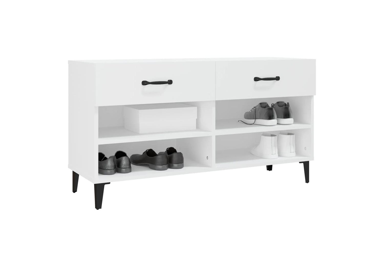 vidaXL 812825 Shoe Cabinet White 102x35x55cm Engineered Wood-3