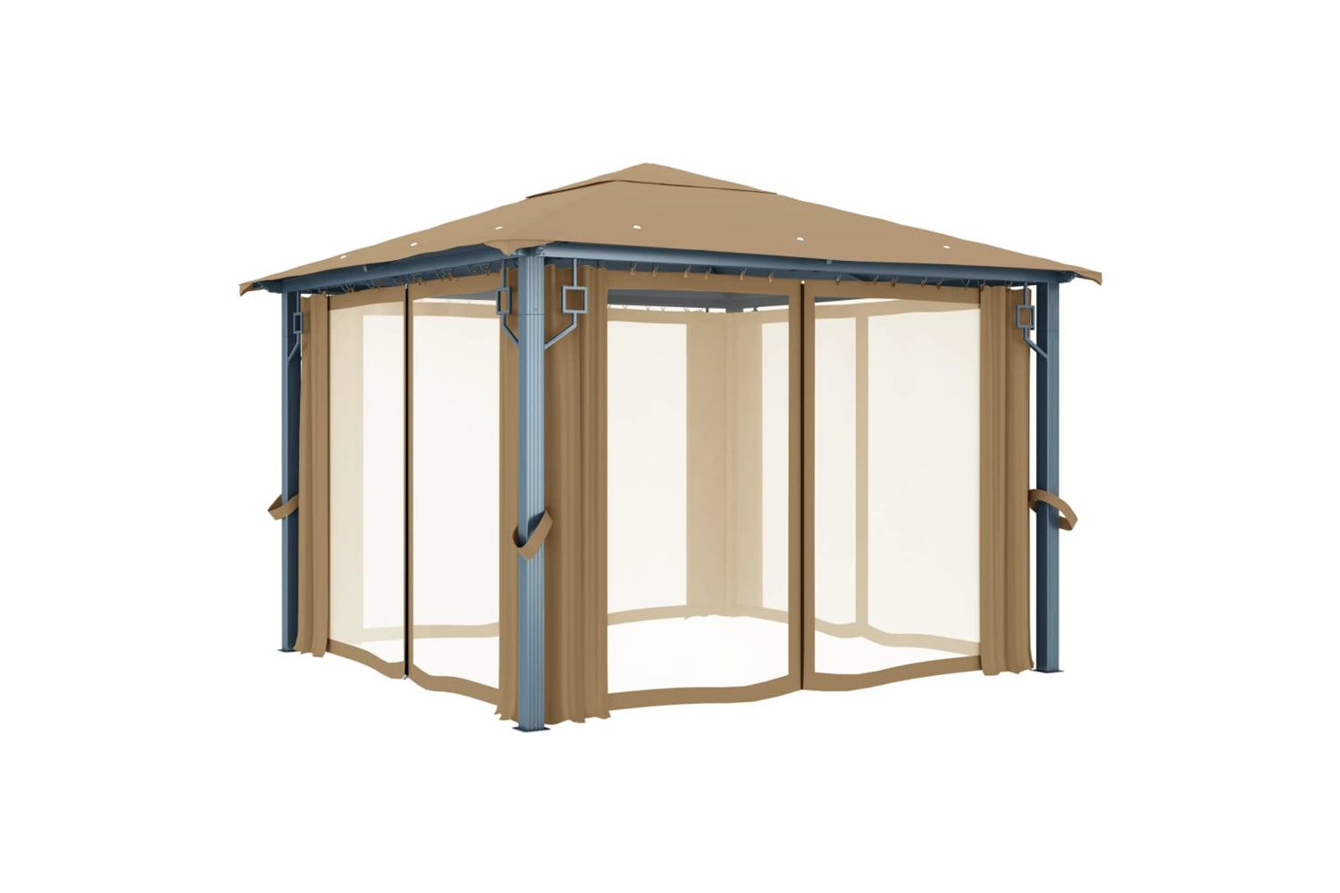 vidaXL 313893 Gazebo With Curtain 300x300cm Taupe Aluminium-3