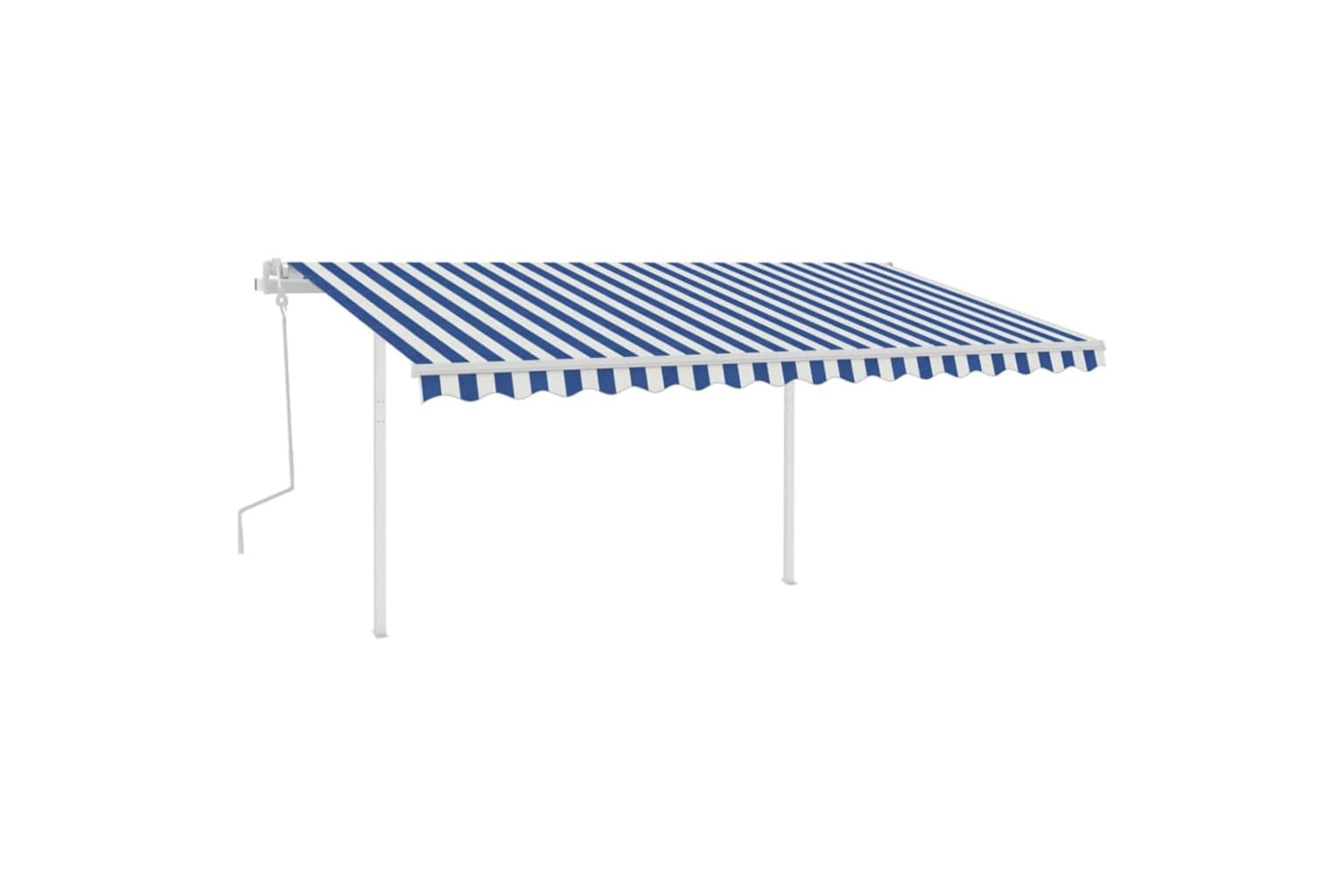 Vidaxl 3070016 Manual Retractable Awning With Posts 4x3.5 M Blue And White-2