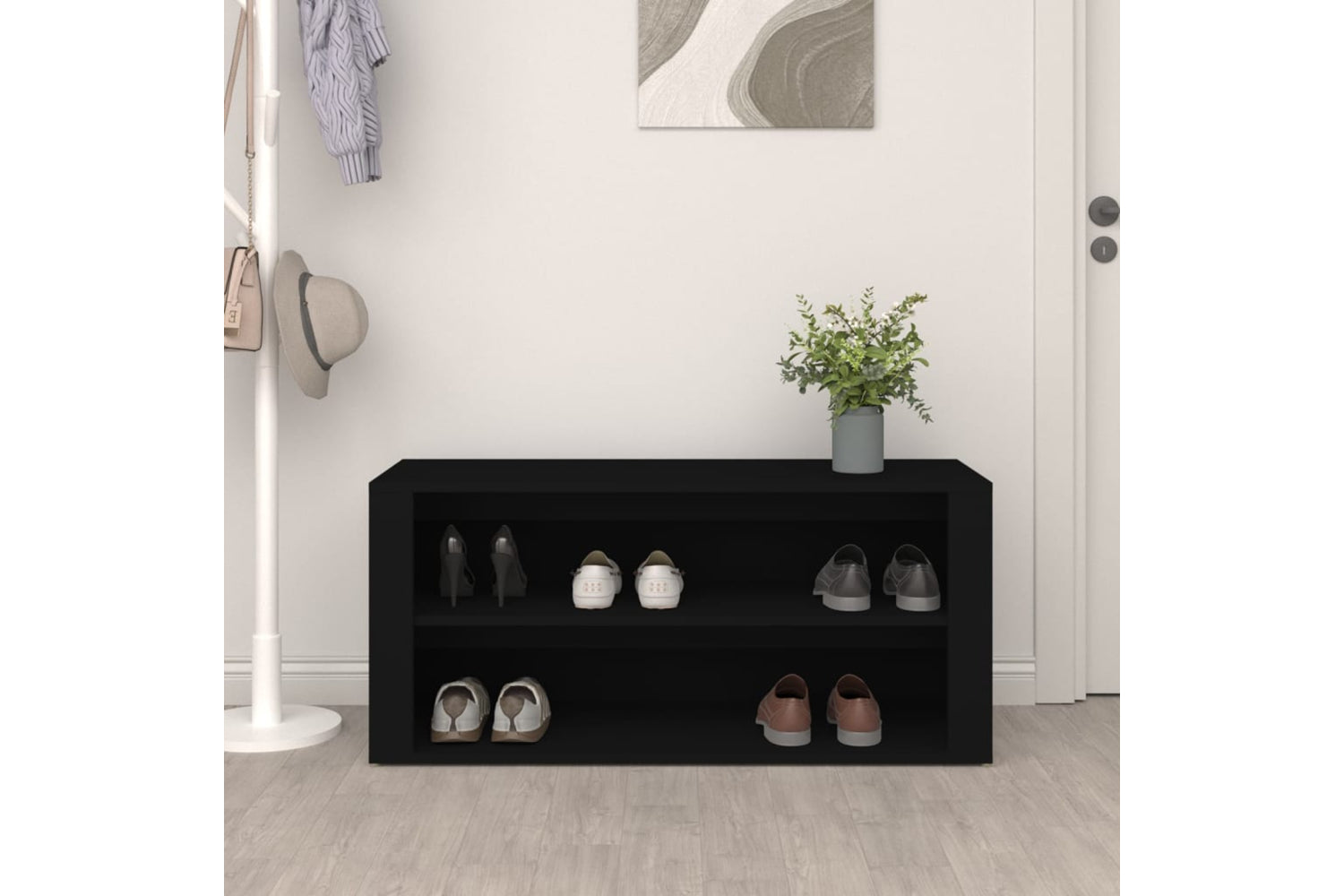 vidaXL 816905 Shoe Rack Black 100x35x45cm Engineered Wood-2