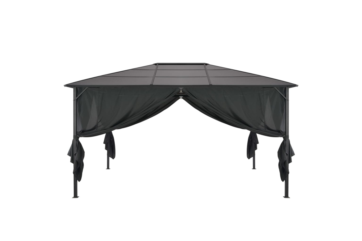 Vidaxl 44642 Gazebo With Curtain Aluminium 4x3x2.6 M Black-2