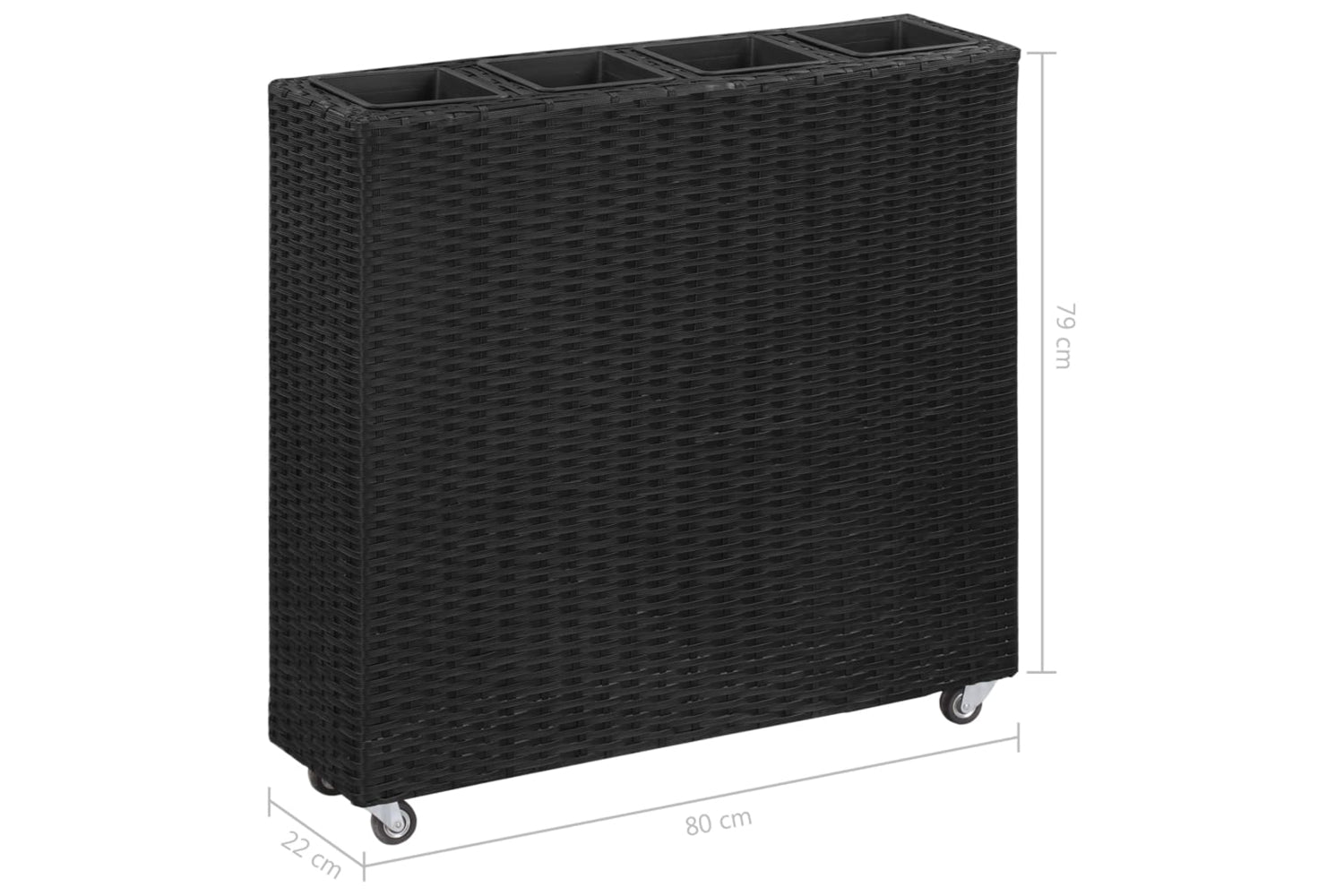 vidaXL 46948 Garden Raised Bed With 4 Pots 80x22x79cm Poly Rattan Black-7