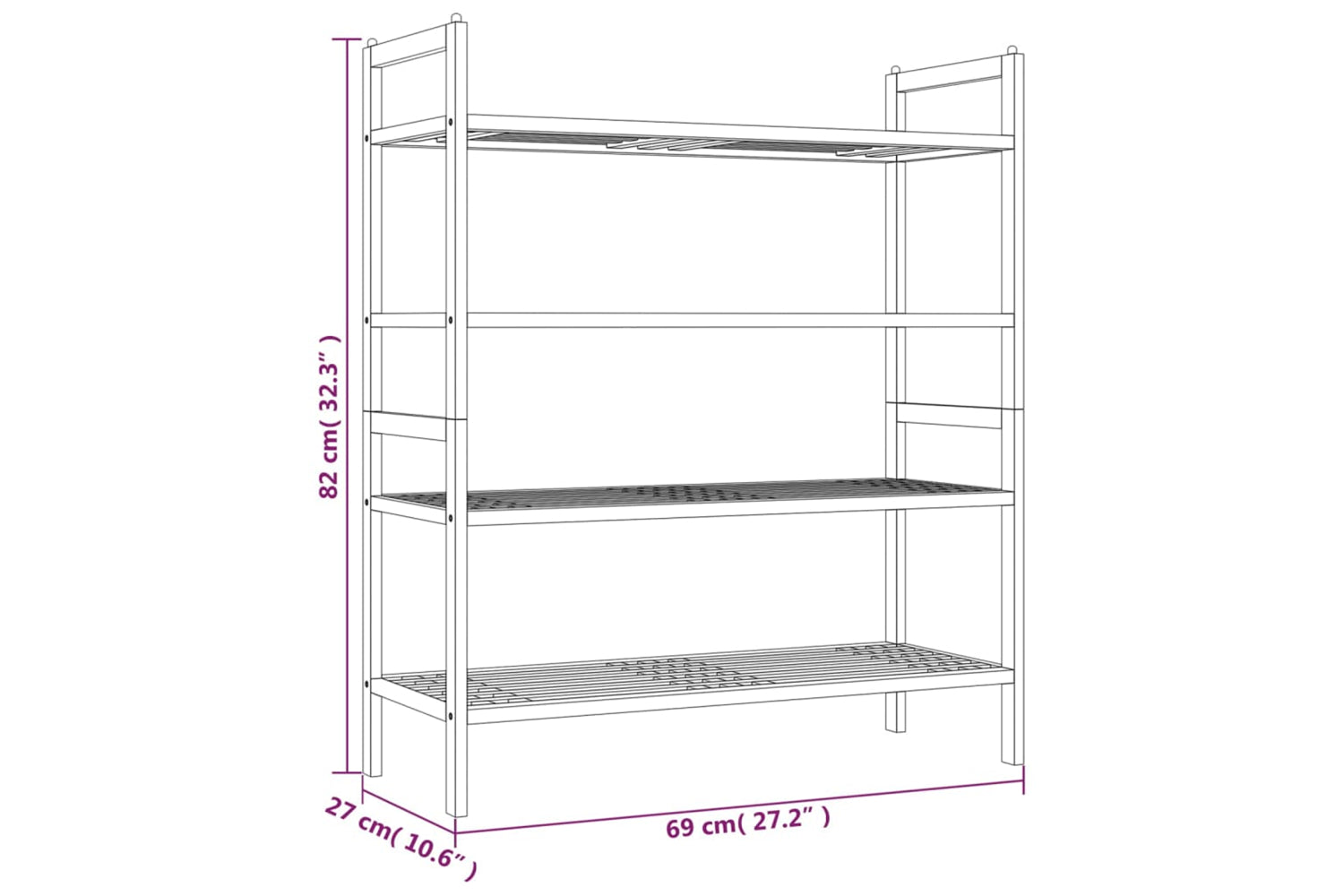 vidaXL 350362 Shoe Racks 2 Pcs 69x27x41cm Solid Wood Walnut-6