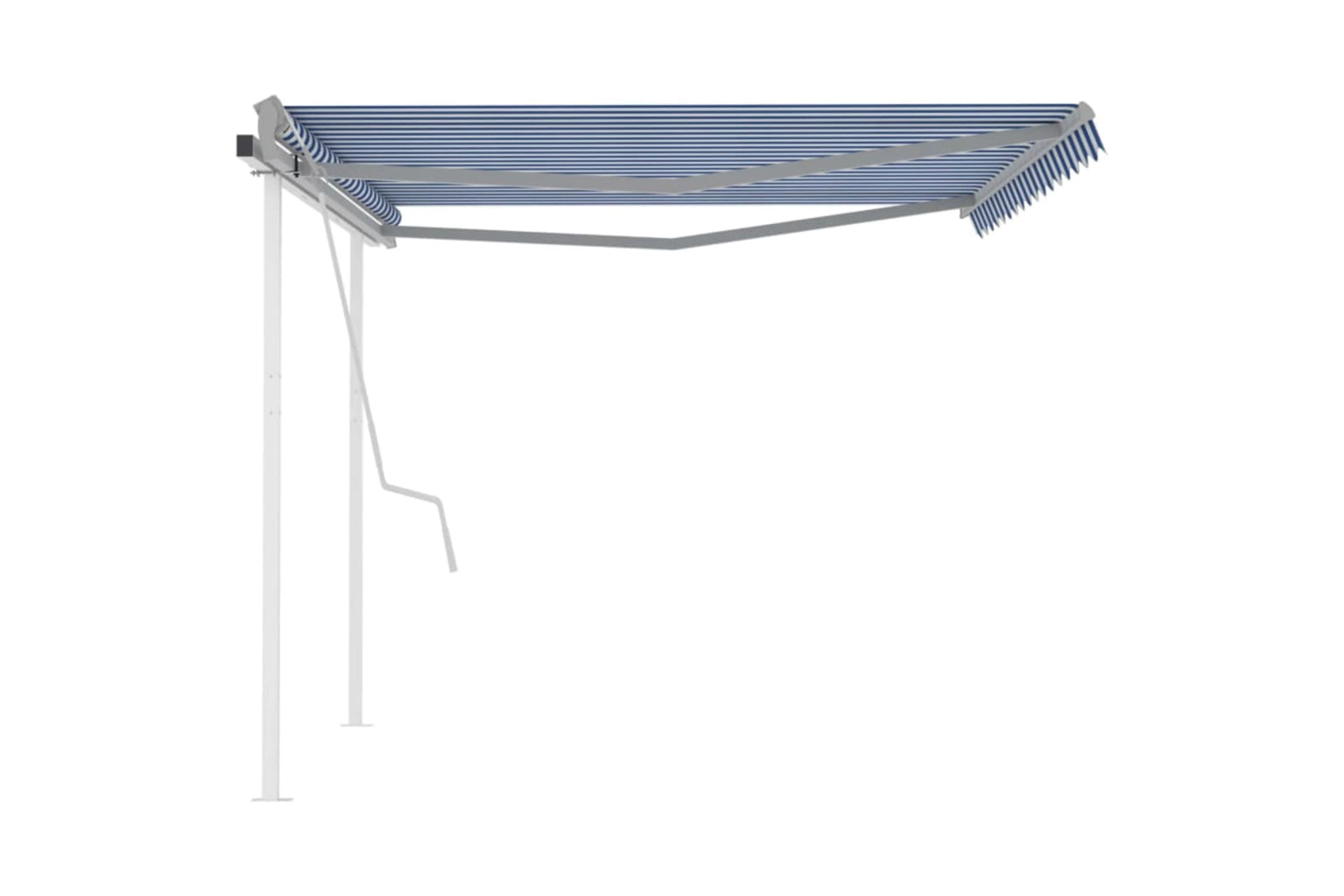 Vidaxl 3070016 Manual Retractable Awning With Posts 4x3.5 M Blue And White-4