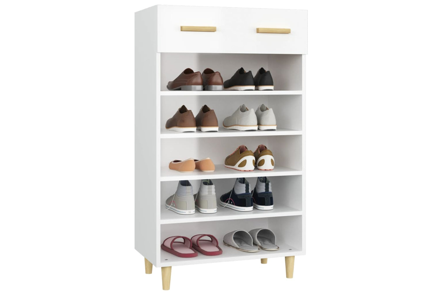 vidaXL 812786 Shoe Cabinet High Gloss White 60x35x105cm Engineered Wood-3