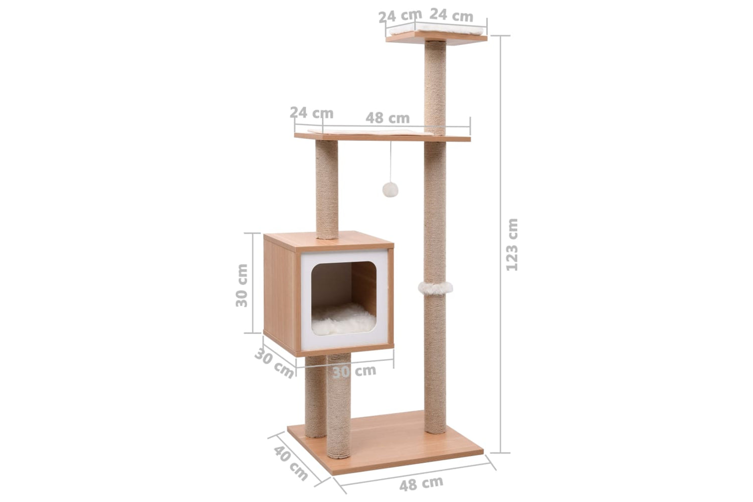 vidaXL 170919 Cat Tree With Sisal Scratching Mat 123cm-8