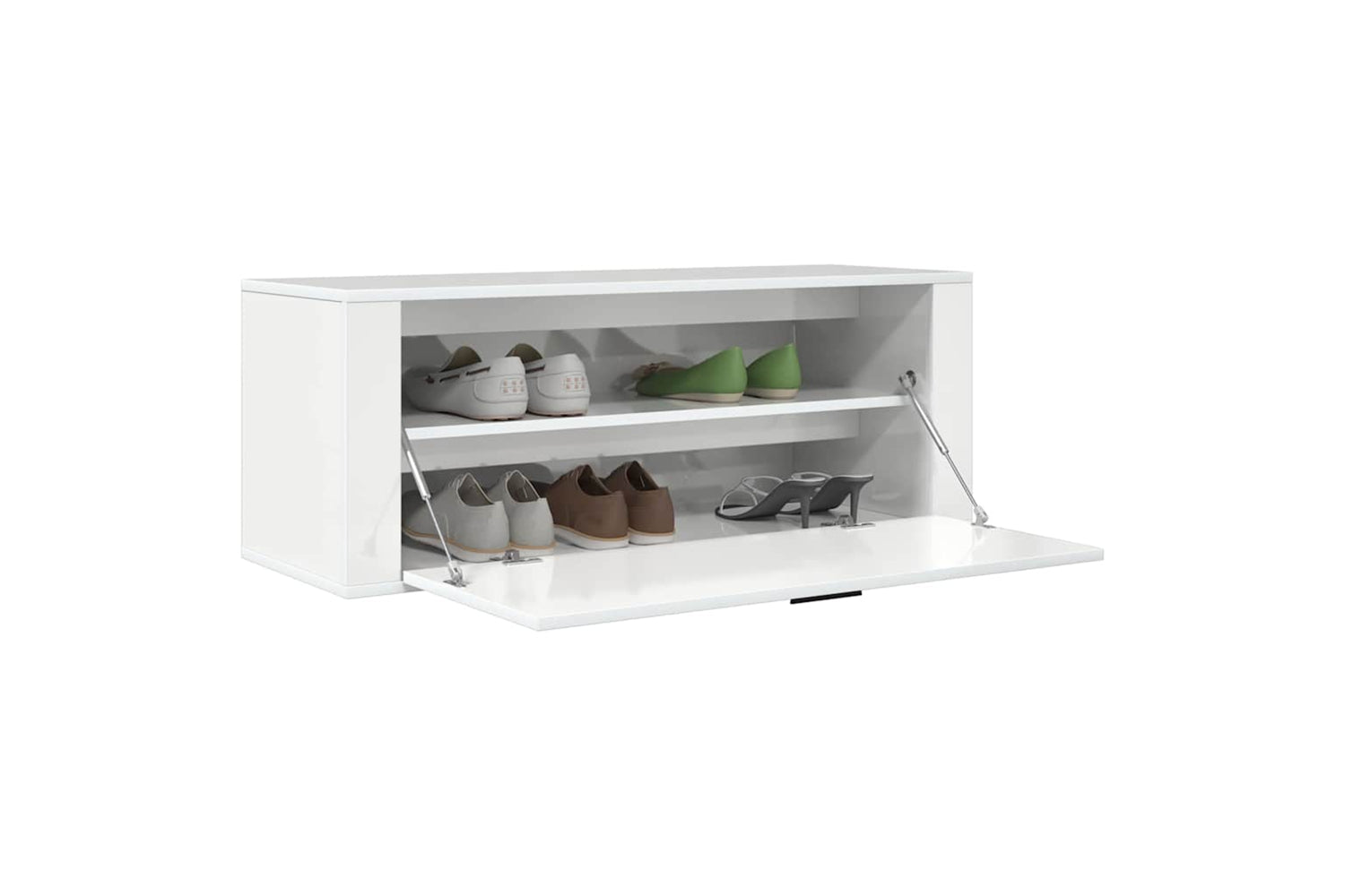 vidaXL 821022 Wall Shoe Cabinet High Gloss White 100x35x38cm Engineered Wood-3
