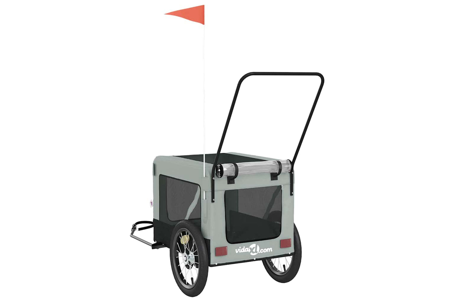 Vidaxl 93937 Pet Bike Trailer Grey And Black Oxford Fabric And Iron-8