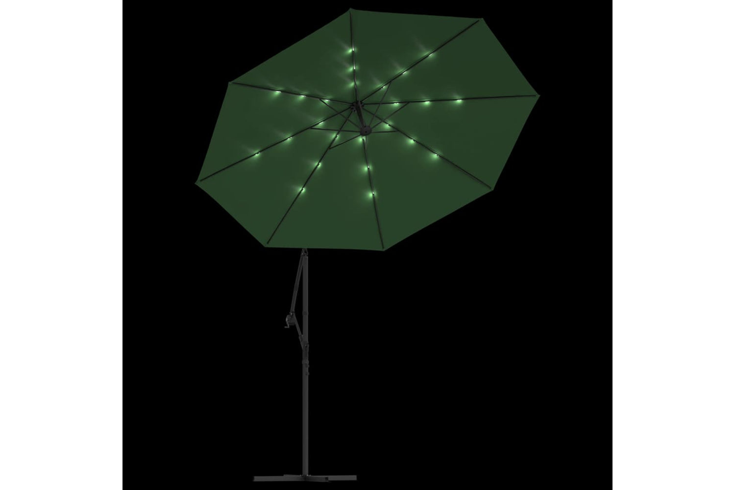 Vidaxl 42969 Hanging Parasol With Led Lighting 300 Cm Green Metal Pole-5