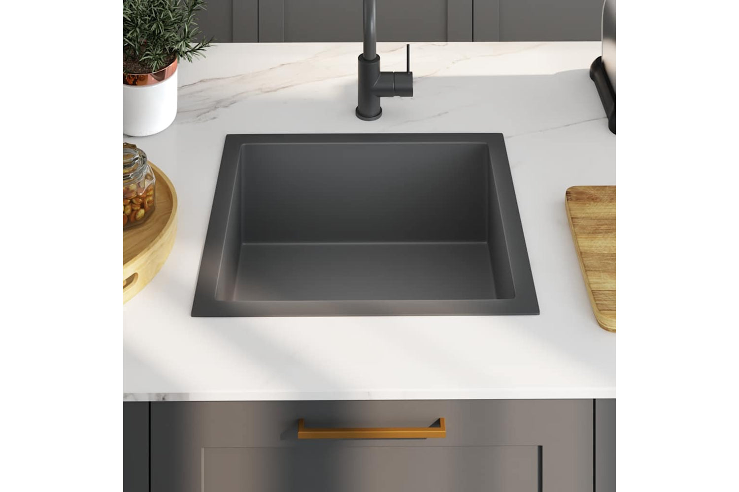 Vidaxl 51503 Handmade Kitchen Sink Black Stainless Steel-2