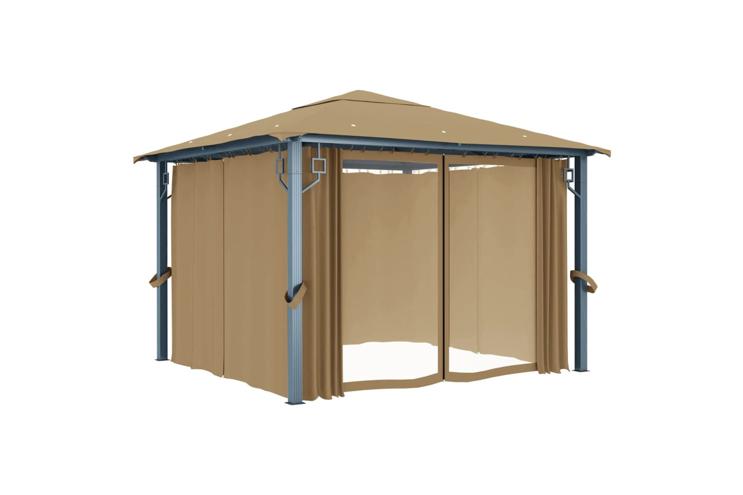 vidaXL 313893 Gazebo With Curtain 300x300cm Taupe Aluminium-2