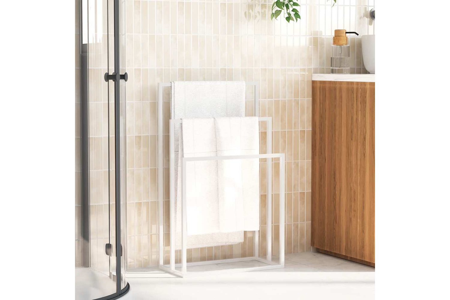 vidaXL 343091 Freestanding Towel Rack White 48x24x79cm Iron-2