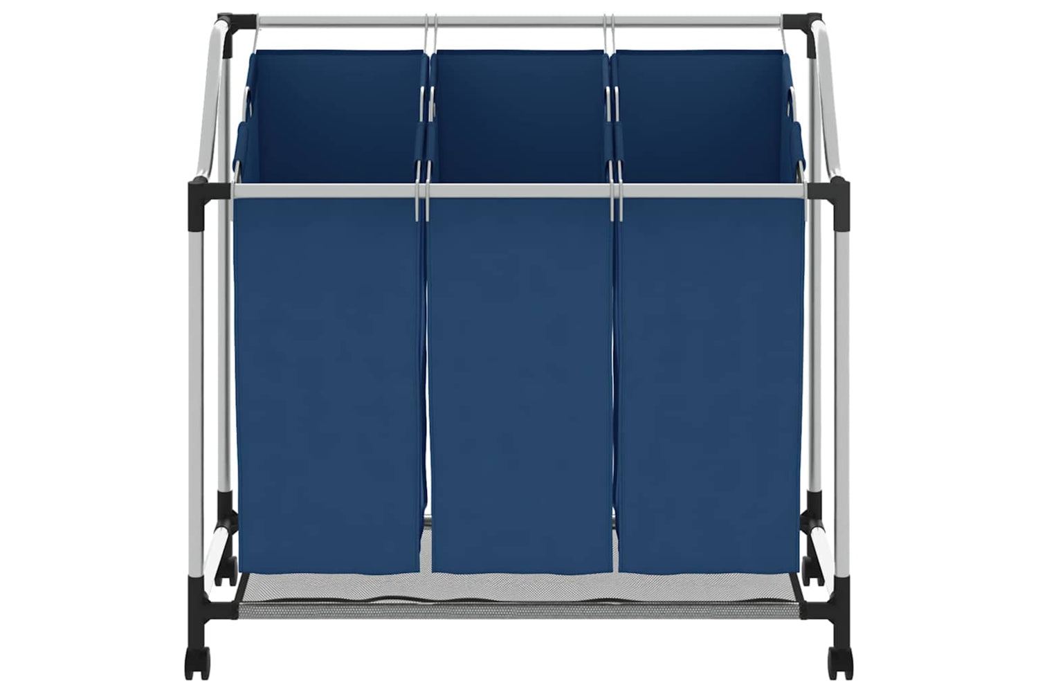 Vidaxl 288331 Laundry Sorter With 3 Bags Blue Steel-4