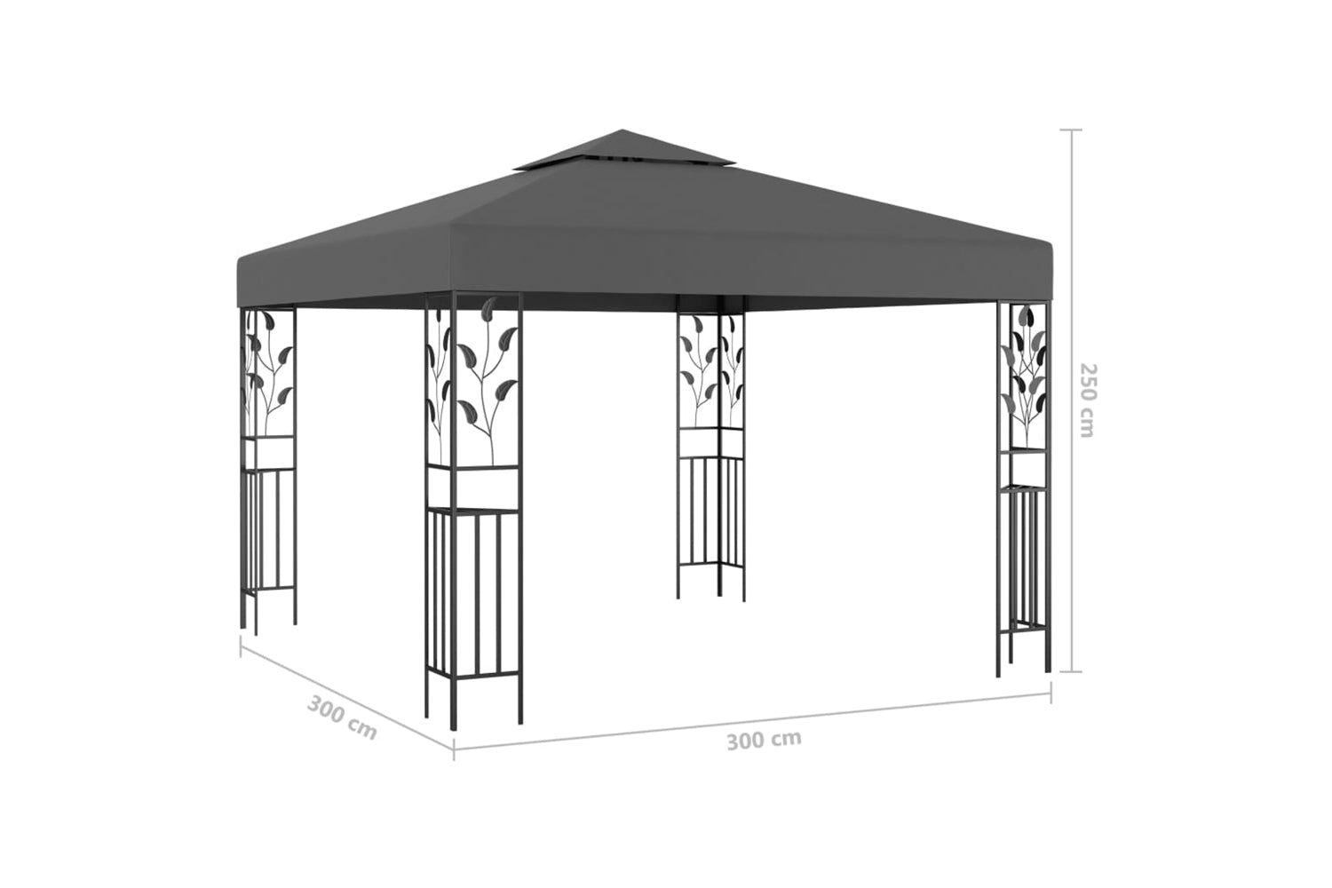 Vidaxl 3070296 Gazebo With Led String Lights 3x3 M Anthracite-8