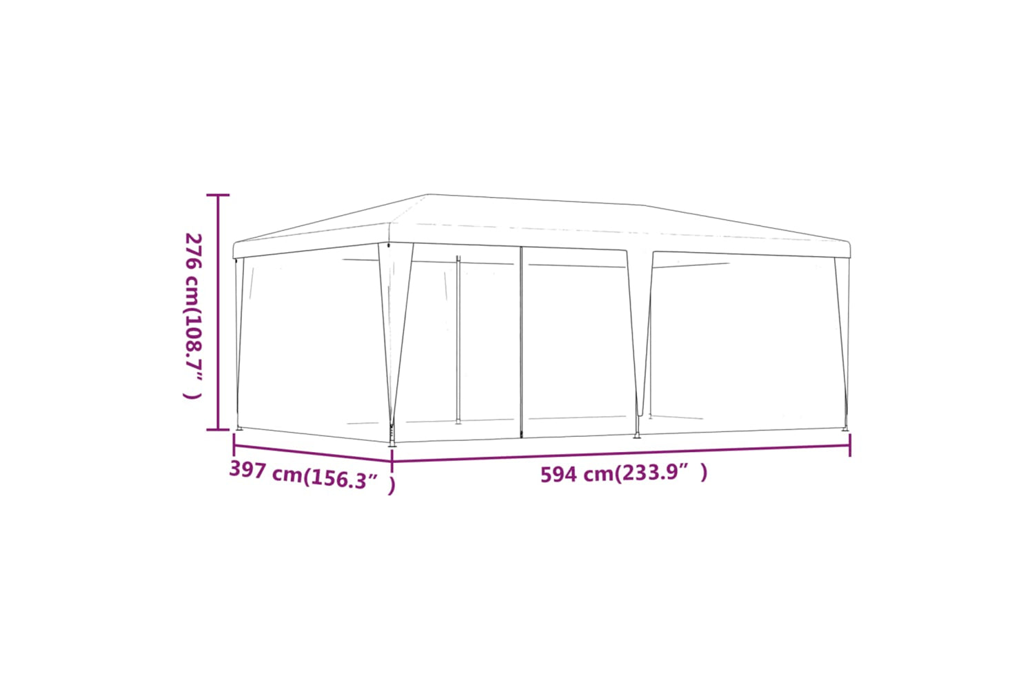 Vidaxl 319260 Party Tent With 6 Mesh Sidewalls Red 6x4 M Hdpe-6