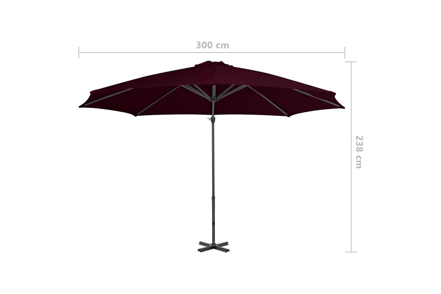vidaXL 312306 Cantilever Umbrella With Aluminium Pole Red 300cm-8